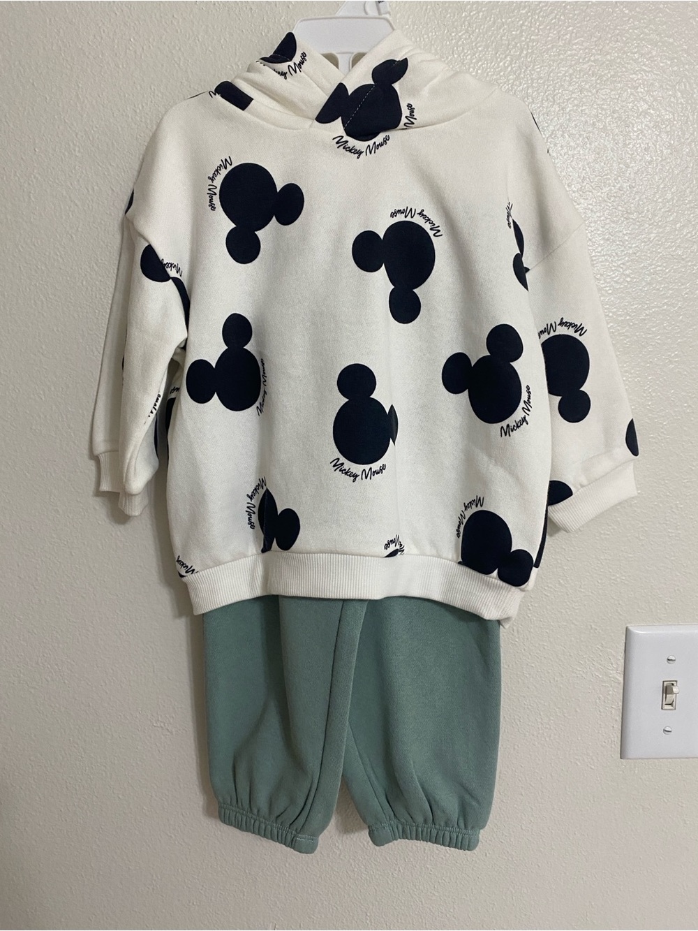 H&M Baby Mickey Mouse White & Black Logo Hoodie w/ Sweatpants